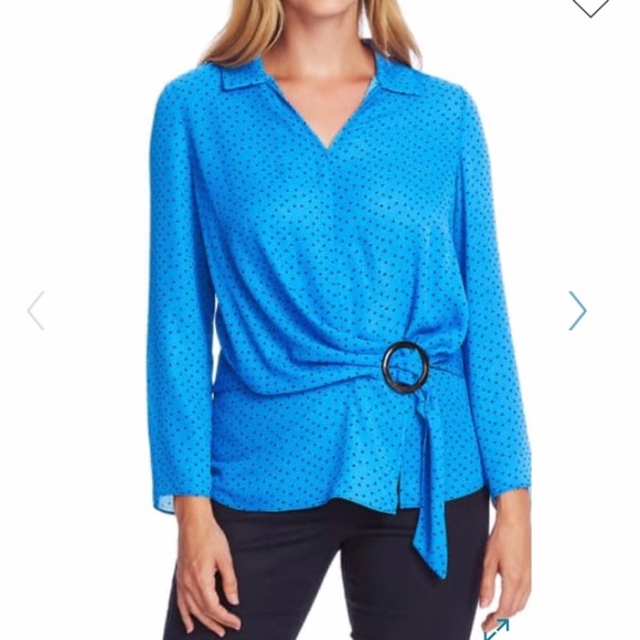 Vince Camuto Long Sleeve Belted Top - Size: S - Picture 16 of 16